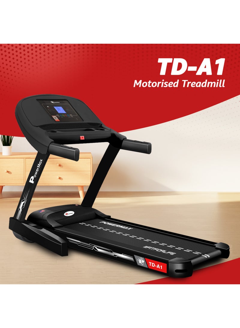 PowerMax Fitness Td-A1 6Hp Bldc Motor Treadmill For Home User Wt. 120Kg, Foldable 15 Lvl Auto-Incline Running Machine, Top Speed 14 Km/Ph, Speaker, Bluetooth Connectivity For Music, Lcd Disp. 159.7cm - Image 2