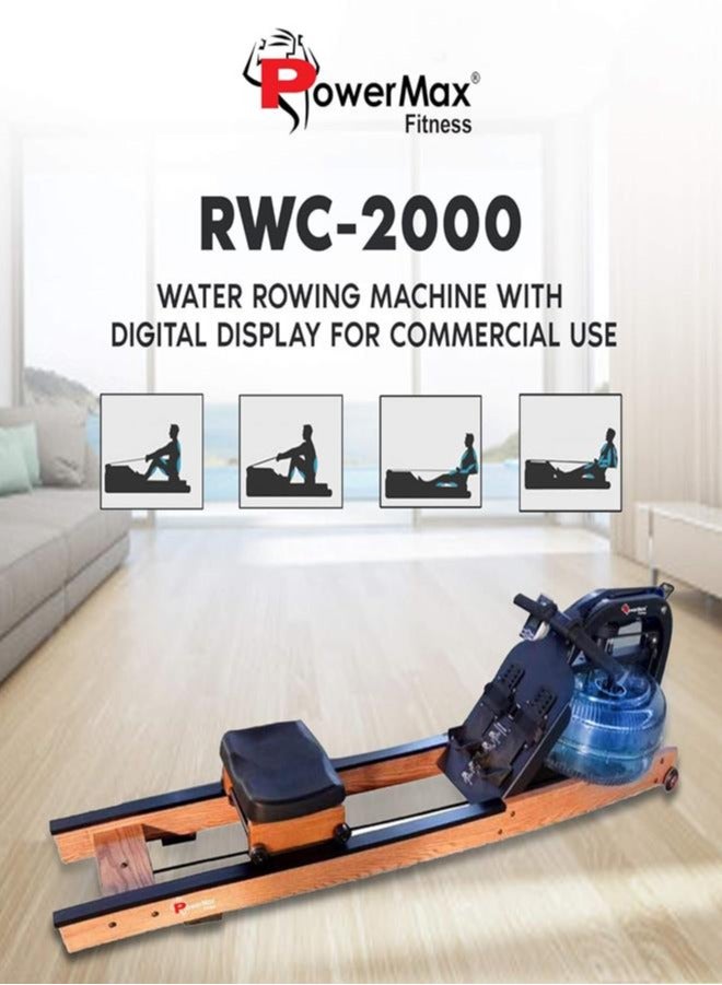 PowerMax Fitness Fitness Rwc-2000 Water Rowing Machine With Digital Display For Commercial Use - Image 2
