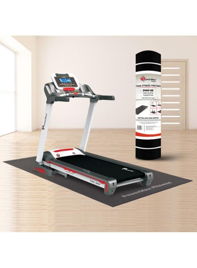 باورماكس فيتنيس حصيرة معدات التمارين PowerMax Fitness PMM-09 للمنزل، حصيرة جهاز المشي بكثافة عالية، شديدة التحمل، معزولة من الصدمات الكهربائية، تحمي الأرضيات/السطح، مضادة للانزلاق، سهلة التنظيف (أسود) - Image 2