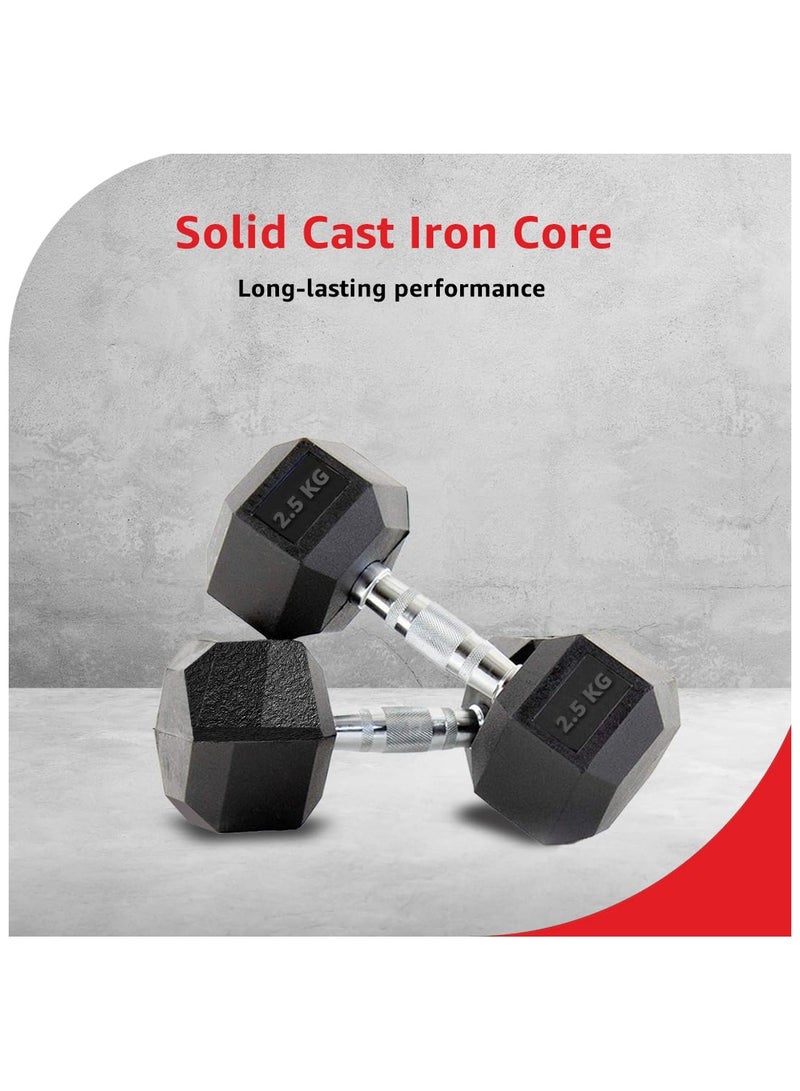 PowerMax Fitness Hexagon Dumbbells 2.5kg pair for home-gym use - Image 4