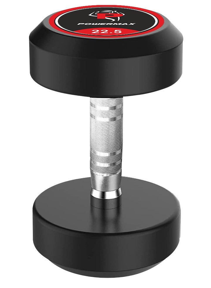 PowerMax Fitness Rubber Coated Round Professional Dumbbell for Home Gym | dumbbell for home gym workouts| gym dumbbell | dumbbell for men-women fitness | 22.5kg dumbbell x 1| Black - Image 1