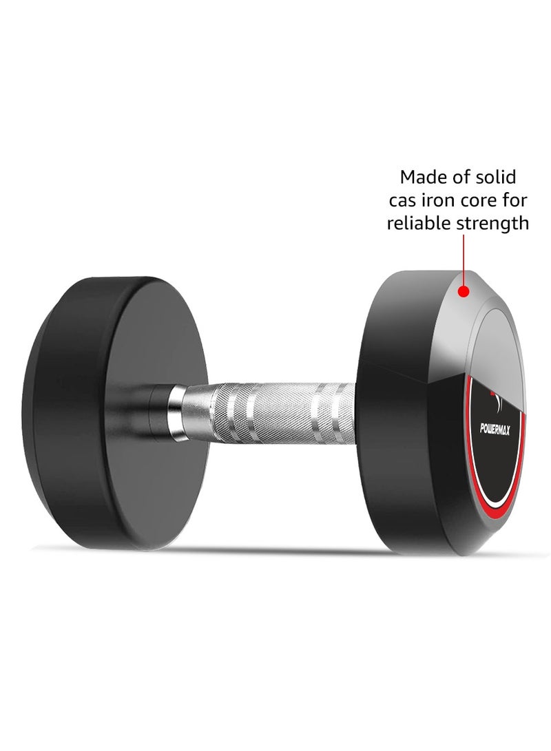 PowerMax Fitness Rubber Coated Round Professional Dumbbell for Home Gym | dumbbell for home gym workouts| gym dumbbell | dumbbell for men-women fitness | 22.5kg dumbbell x 1| Black - Image 4