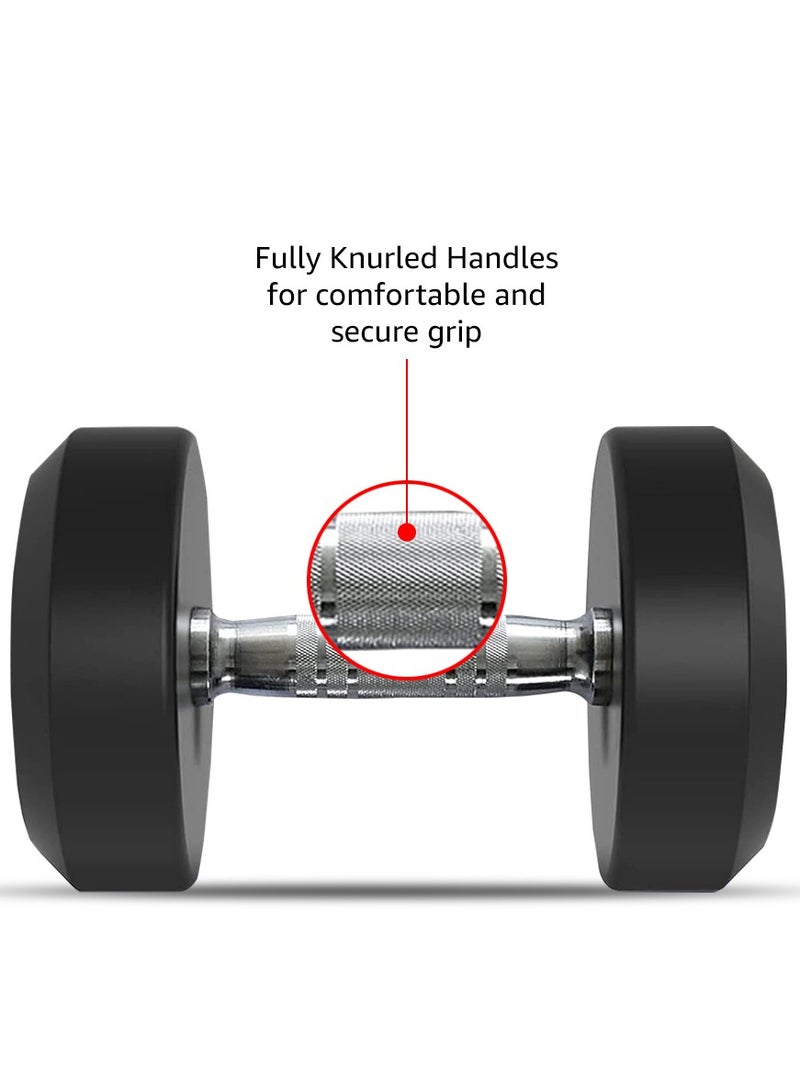 PowerMax Fitness Rubber Coated Round Professional Dumbbell for Home Gym | dumbbell for home gym workouts| gym dumbbell | dumbbell for men-women fitness | 22.5kg dumbbell x 1| Black - Image 3