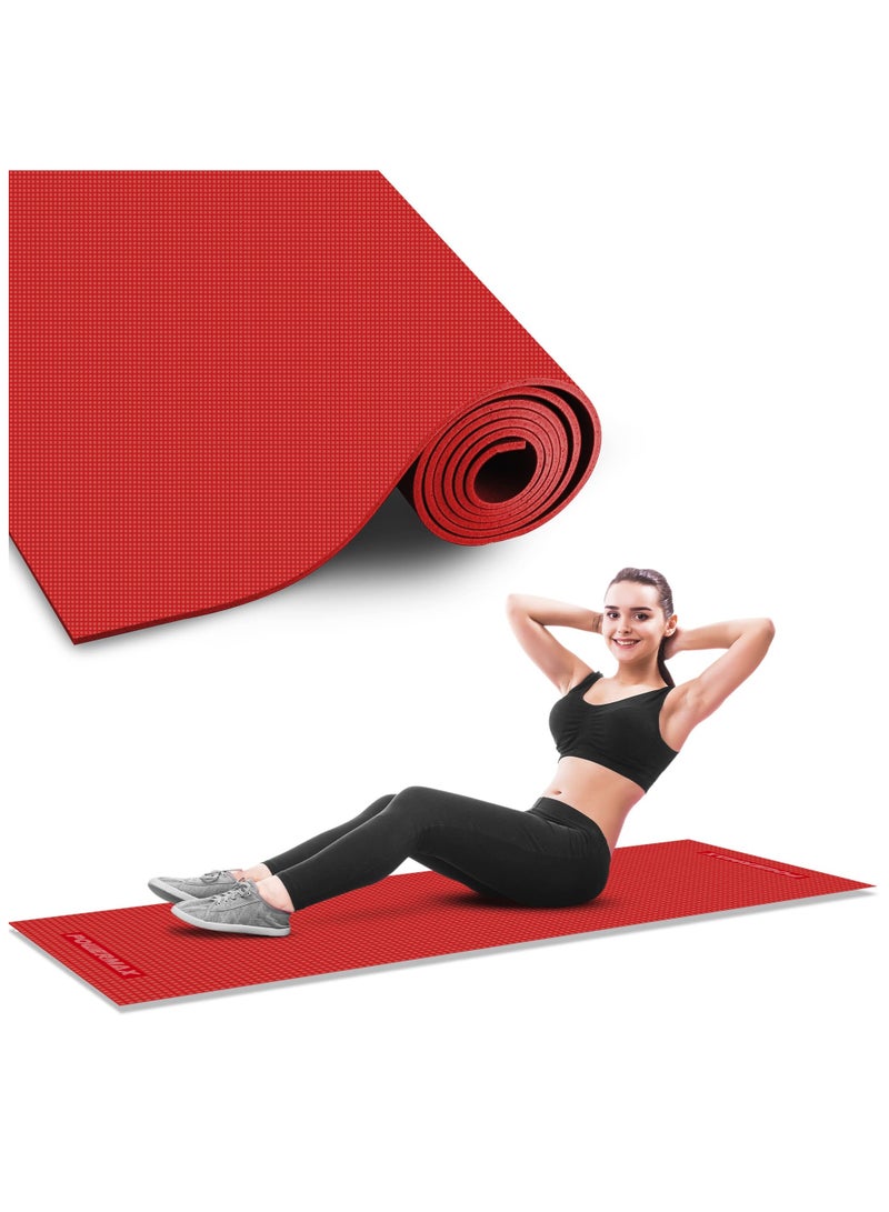 PowerMax Fitness 6mm thick Premium Exercise Red Colour Yoga Mat, Ultra-Dense Cushioning for Support and Stability in Yoga, Eco-Friendly Non-Slip Yoga Mat for Gym and Any General Fitness(Made In India) - Image 1