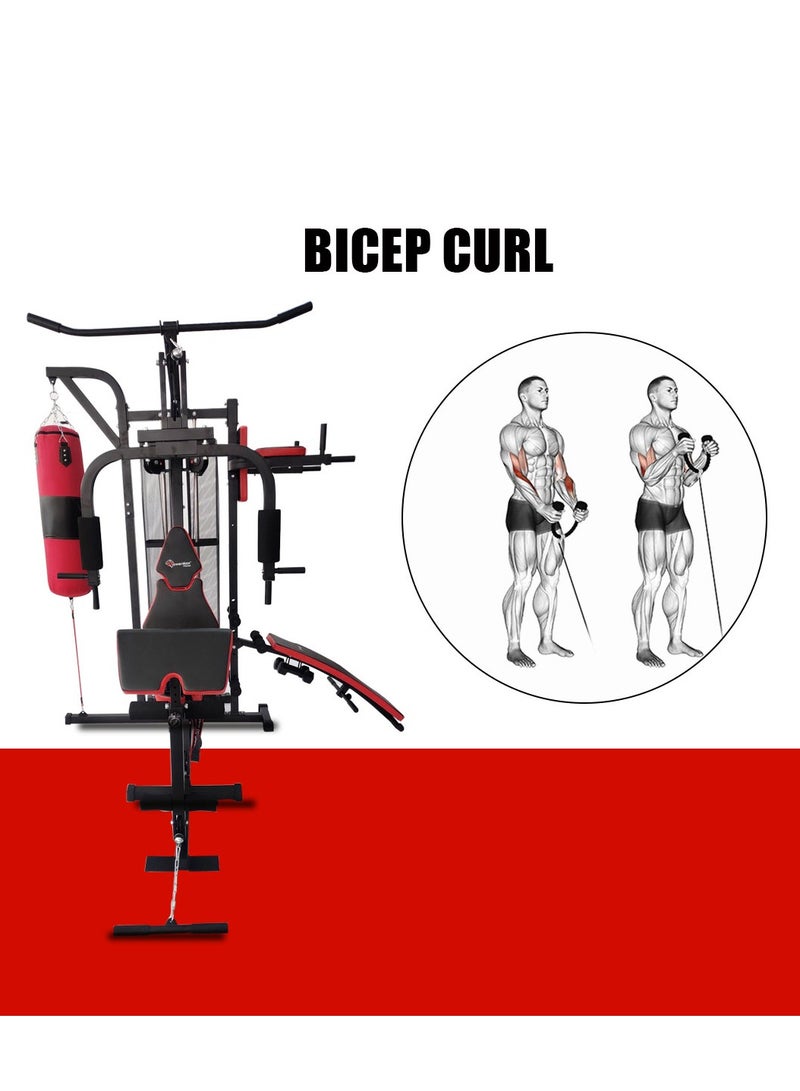 باورماكس فيتنيس جهاز جيم منزلي متعدد الوظائف PowerMax Fitness GH-450P مع حقيبة ملاكمة | ذراع كاهل قابلة للتعديل | وزن 68 كجم | سحب لاتي | طيران بيك ديك | ضغط مقاعد | صف جالس | نظام لياقة بدنية منزلي - Image 5