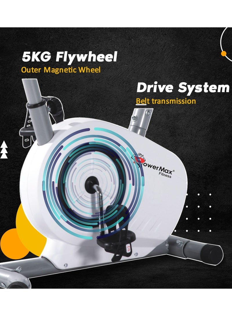 باورماكس فيتنيس دراجة تمارين عمودية مغناطيسية من باورماكس فيتنس BU-515، رمادي، أبيض - Image 4