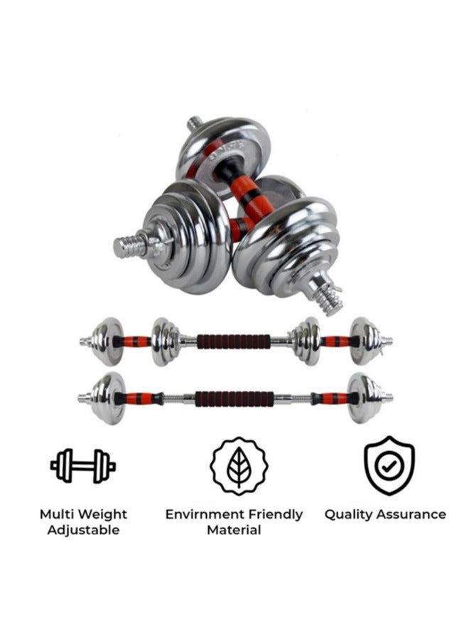 PowerMax Fitness Adjustable Dumbbell Set - Coated Iron Dumbbell and Anti-Slip Rod Set For Home Workout with Carry Case, Chrome, 30kg (Model Number: PDS-30C) - Image 3