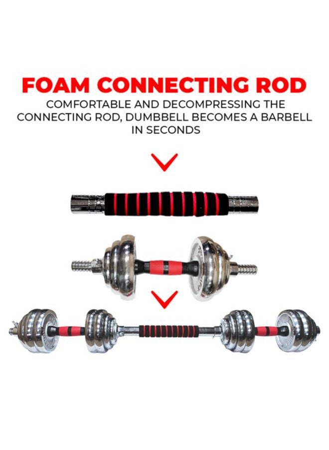 PowerMax Fitness Adjustable Dumbbell Set - Coated Iron Dumbbell and Anti-Slip Rod Set For Home Workout with Carry Case, Chrome, 30kg (Model Number: PDS-30C) - Image 5