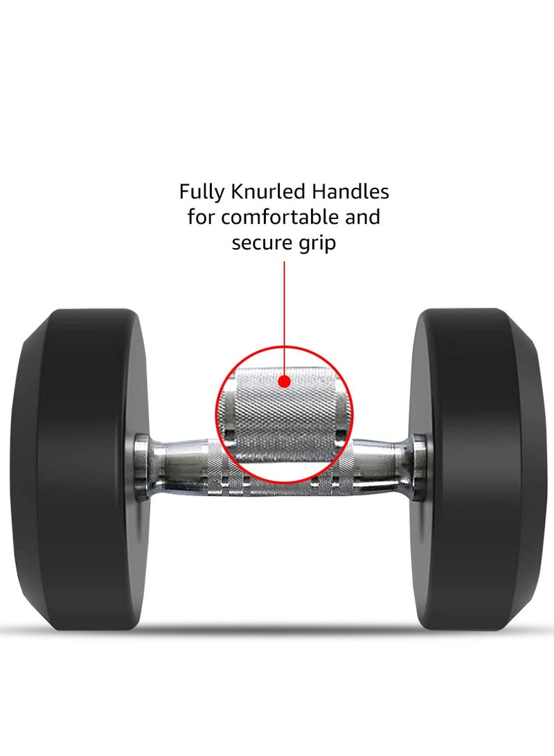 PowerMax Fitness Rubber Coated Round Professional Dumbbell for Home Gym | dumbbell for home gym workouts| gym dumbbell | dumbbell for men-women fitness | 40kg dumbbell x 1| Black - Image 3