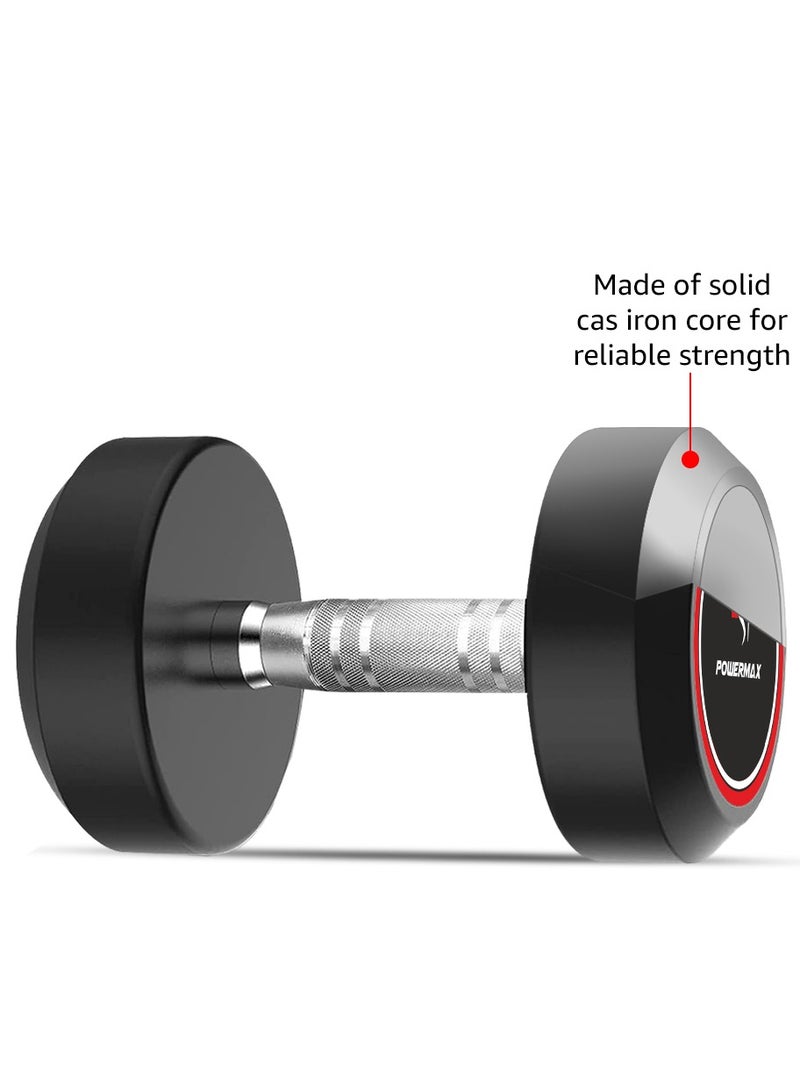PowerMax Fitness Rubber Coated Round Professional Dumbbell for Home Gym | dumbbell for home gym workouts| gym dumbbell | dumbbell for men-women fitness | 40kg dumbbell x 1| Black - Image 4