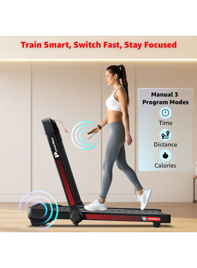 JOGPAD-2 (4.0HP Peak) 2-in-1 Compact Foldable Treadmill for Home + Under Desk Walking Pad - Slim Enough to be stored Under Bed or Sofa - Remote Controller 133.5cm image 9