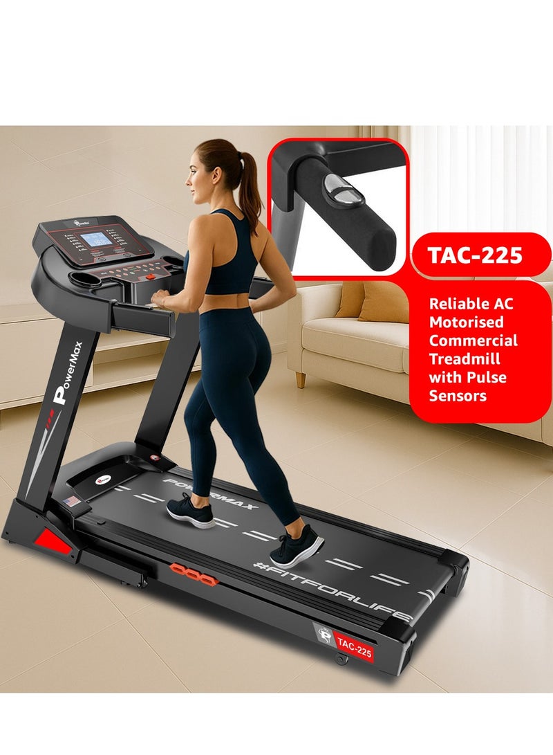 باورماكس فيتنيس تريدميل باورماكس فيتنس TAC-225 (2 حصان) كهربائي للاستخدام المنزلي [السرعة: 14 كم/ساعة، الحد الأقصى لوزن المستخدم: 120 كجم، قابل للطي، 12 برنامج تمرين، MP3] مساعدة مجانية في التركيب وعرض توضيحي - ضمان المحرك لمدة سنة واحدة - Image 2
