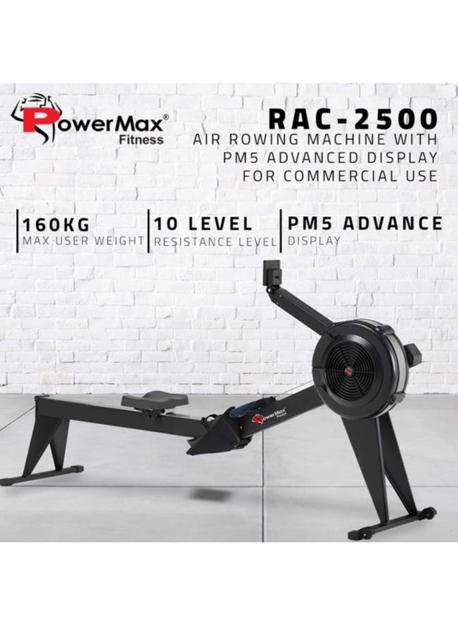 PowerMax Fitness RAC-2500 Foldable Rowing Machine for Full Body Workout at Home Gym [10 Levels Air Resistance, LCD Display, Max User Weight 160kgs] Rower for Cardio & Strength Training Equipment - Image 2
