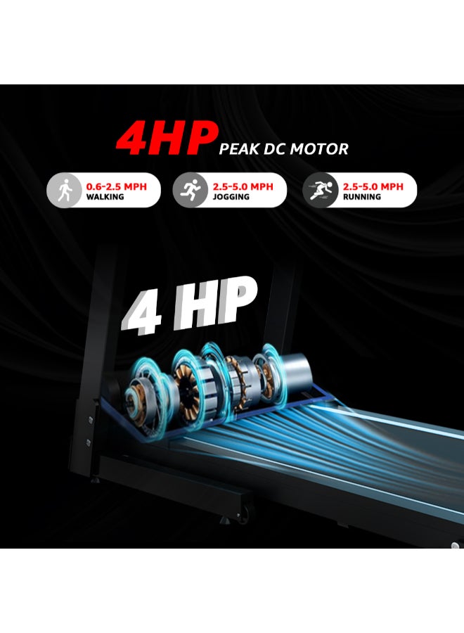 PowerMax Fitness TDM-98 4HP Foldable Motorized Manual Incline Treadmill for Home Use, 110kg Max User, Max Speed-10kmph, Preset programs, Heart Rate Sensors, AUX, Speaker, USB, LED Display,Black 143cm - Image 5