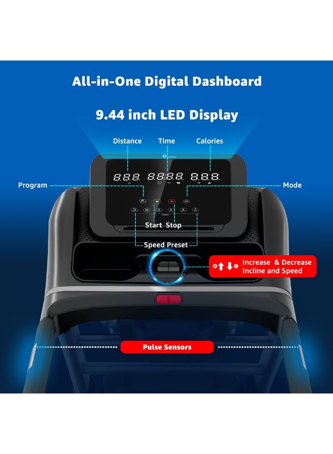 باورماكس فيتنيس تريدميل باورماكس فيتنس TDM-100M بمحرك 5HP متعدد الوظائف للاستخدام المنزلي | 130 كجم كحد أقصى للمستخدم | ميل يدوي 3 مستويات | سرعة قصوى 12 كم/ساعة | بلوتوث لتطبيق فيت شو ومكبر صوت MP3 - Image 3