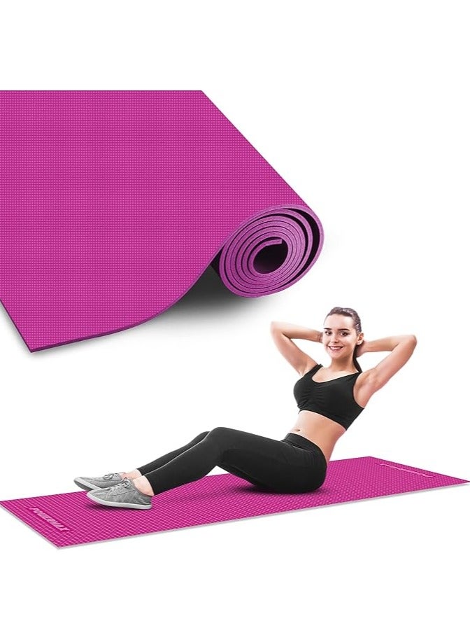 PowerMax Fitness 6mm thick Premium Exercise Pink Colour Yoga Mat, Ultra-Dense Cushioning for Support and Stability in Yoga, Eco-Friendly Non-Slip Yoga Mat for Gym and Any General Fitness - Image 1