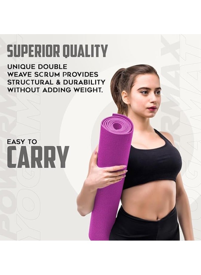 PowerMax Fitness 6mm thick Premium Exercise Pink Colour Yoga Mat, Ultra-Dense Cushioning for Support and Stability in Yoga, Eco-Friendly Non-Slip Yoga Mat for Gym and Any General Fitness - Image 4