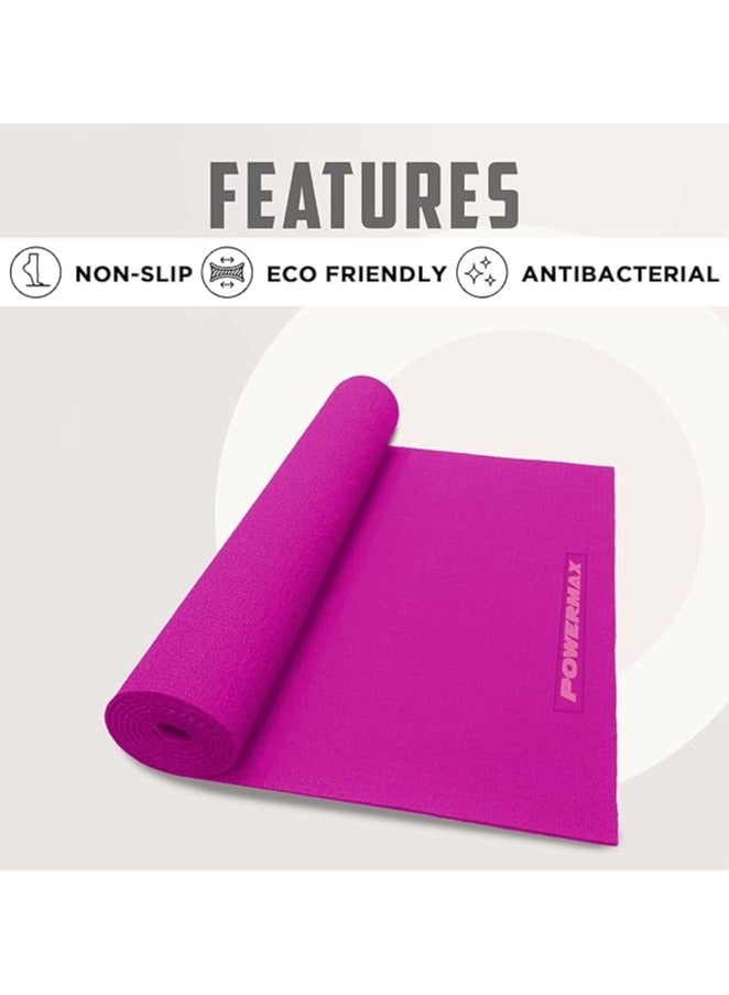 PowerMax Fitness 6mm thick Premium Exercise Pink Colour Yoga Mat, Ultra-Dense Cushioning for Support and Stability in Yoga, Eco-Friendly Non-Slip Yoga Mat for Gym and Any General Fitness - Image 5