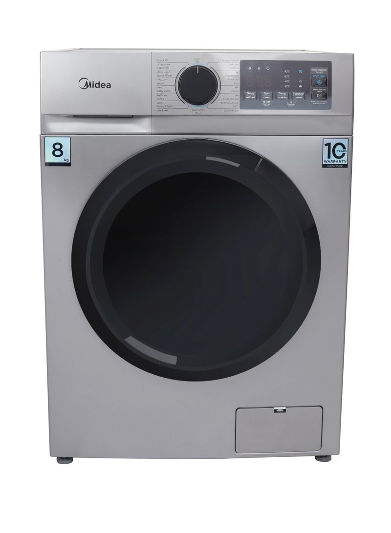مديا FL 8 kg 1400 RPM Inverter Motor - Steam - MFN09W80B/S MFN09W80B/S Silver - Image 1