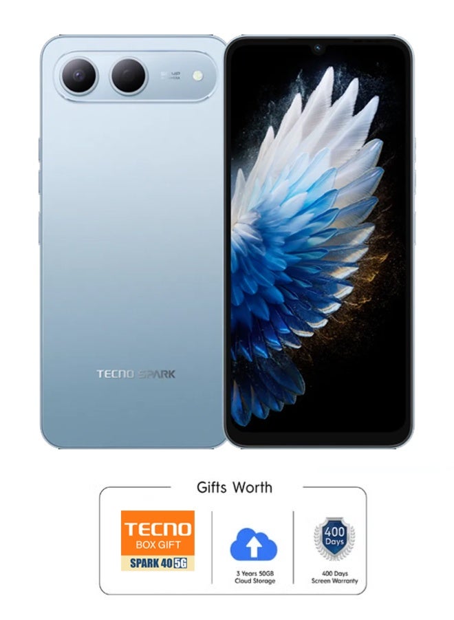 تكنو SPARK 40 5G 8+8GB 256GB، أزرق سماوي مع هدية صندوق TECNO، 3 سنوات تخزين سحابي 50GB وضمان شاشة لمدة 400 يوم - Image 1