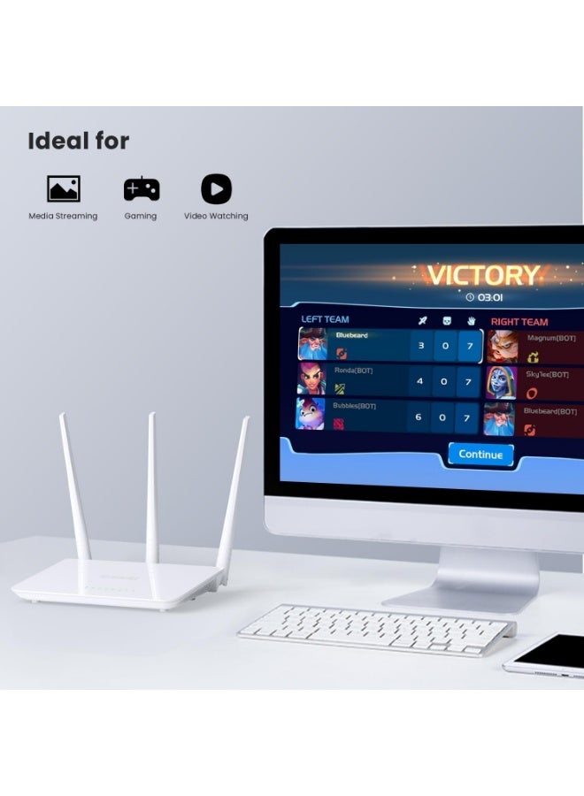 Tenda F3 N300 WiFi Router, Wireless Router up to 300 Mbps in 2.4 GHz, WiFi Access Point with 3 x 5dBi Antennas, 3 LAN/WAN Ports, Parental Control, Guest Network, Easy Setup - Original UK Version - Image 2