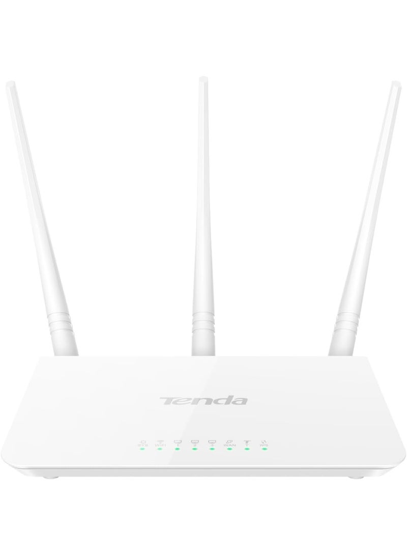 Tenda F3 N300 WiFi Router, Wireless Router up to 300 Mbps in 2.4 GHz, WiFi Access Point with 3 x 5dBi Antennas, 3 LAN/WAN Ports, Parental Control, Guest Network, Easy Setup - Original UK Version - Image 1