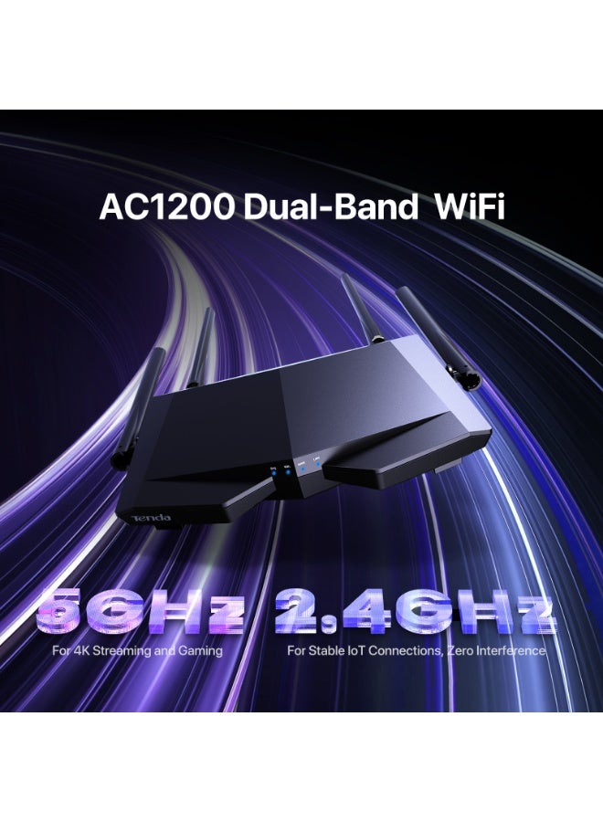 Tenda AC6 AC1200 Dual Band Wireless Cable Router,867Mbps/5GHz+ 300Mbps/2.4GHz, IPV6, Parental Control, Guest Network, 4 * 5dBi externe Antennen, WPS AC1200 Router - Image 2