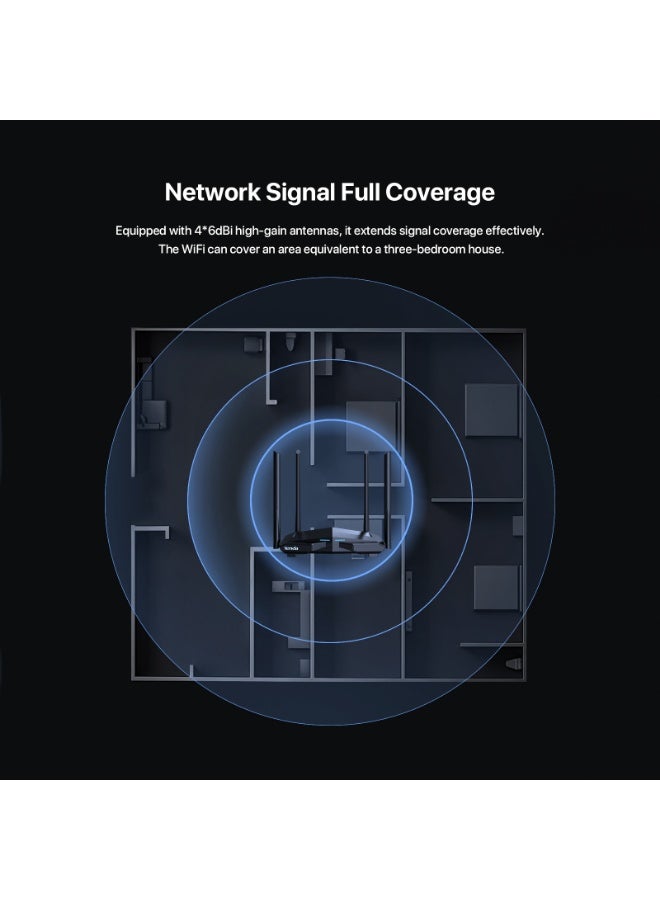 Tenda AC10 AC1200 Gigabit Wireless WiFi Router Dual Band 5GHz, 867Mbps, 2.4GHz, 300Mbps, 4x 5dBi Antenna, Broadcom 1GHz Chip, DDR3 Memory, Games, Beamforming+, Control App AC1200 Router - Image 3