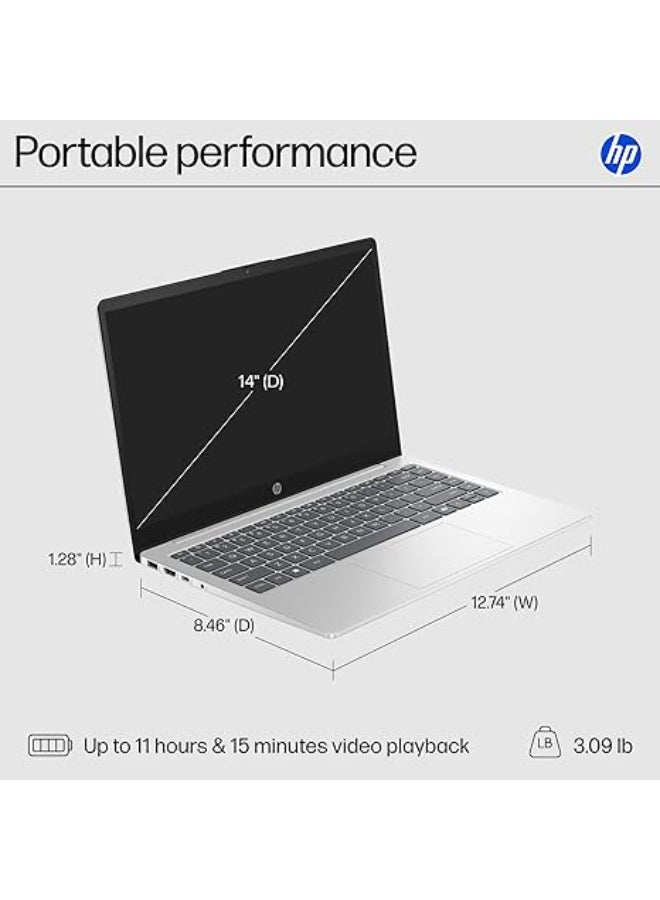 HP 14 -ep0299nr Laptop With 14-Inch HD LED Display, Intel Core i3 - N305 Processor/8GB RAM/256GB SSD/Intel UHD Graphics/Window 11 Home English SILVER - Image 3