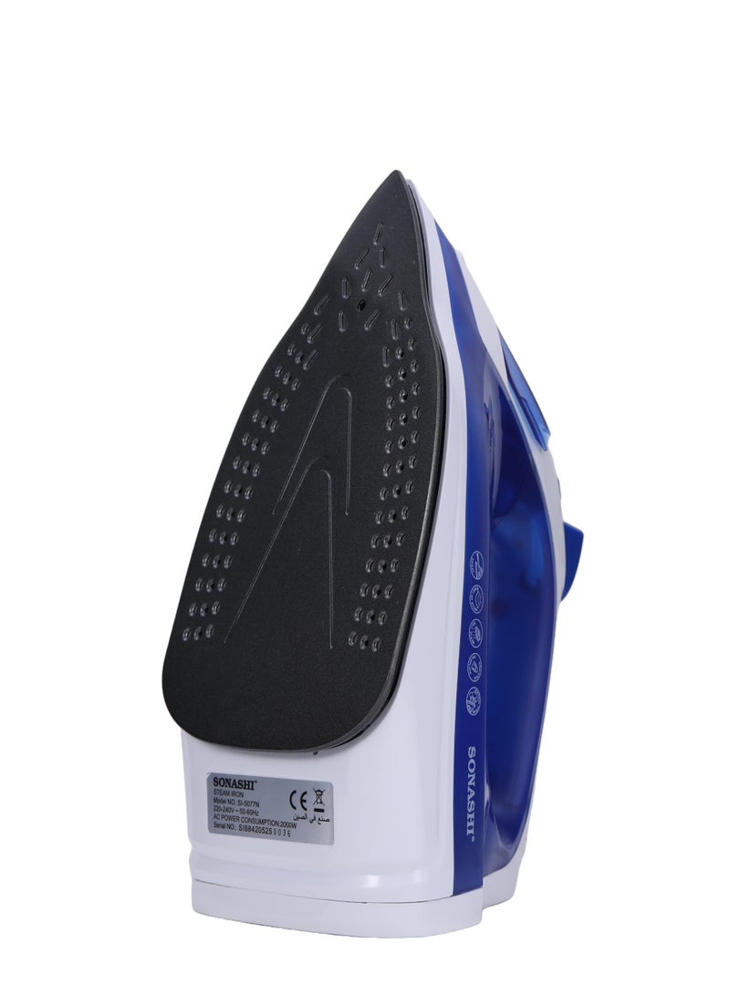 SONASHI Steam Iron with Ceramic Coated Soleplate, 220ML Water Tank, Powerful Steam Burst, Adjustable Thermostat with Spray Iron Feature, Self-Clean Function, For All Types of Fabric, SI-5077N Blue 2000W 220 ml 2000 W SI-5077N Dark Blue - Image 3