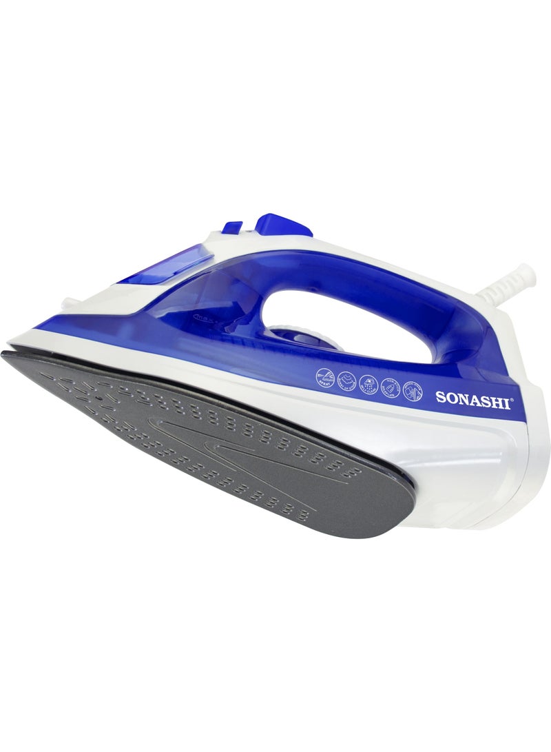 SONASHI Steam Iron with Ceramic Coated Soleplate, 220ML Water Tank, Powerful Steam Burst, Adjustable Thermostat with Spray Iron Feature, Self-Clean Function, For All Types of Fabric, SI-5077N Blue 2000W 220 ml 2000 W SI-5077N Dark Blue - Image 4