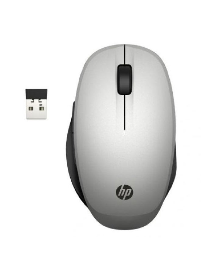 HP Dual Mode Wireless Mouse 300, Optical Motion Sensor, 1200 & 3600 DPI, Dual Mode Connectivity, 2 Preprogrammed Buttons, Bluetooth & 2.4 GHz Dongle, Silver | 6CR72AA silver - Image 1