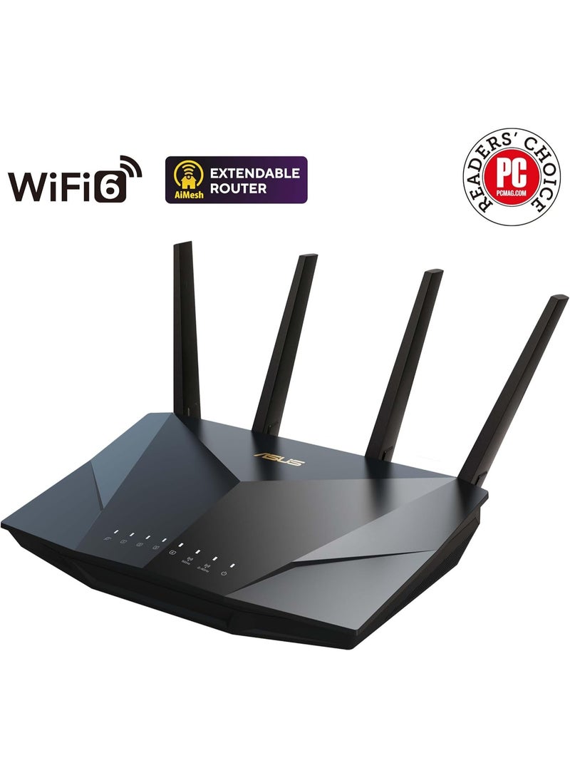 أسوس Asus RT-AX5400 Dual Band Wi-Fi 6 (802.11ax) Extendable Router, Included built-in VPN, Ai Protection Pro Network Security, Parental Control, Instant Guard, AiMesh-Compatible Black - Image 2