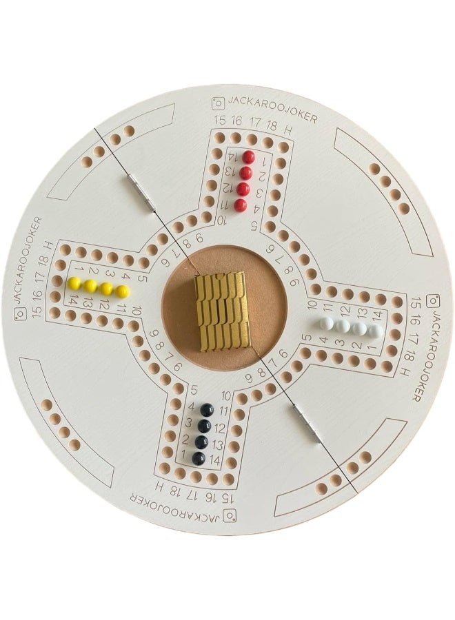 جاكارو جوكر لعبة جاكارoo جوكر الخشبية للعبة 4 أو 6 لاعبين مزدوجة الجوانب قابلة للطي مع حقيبة، تشمل 1 بطاقة بلاستيكية ذهبية وكرات زجاجية، حقيبة صغيرة للكرات وحقيبة لجكارoo - Image 5