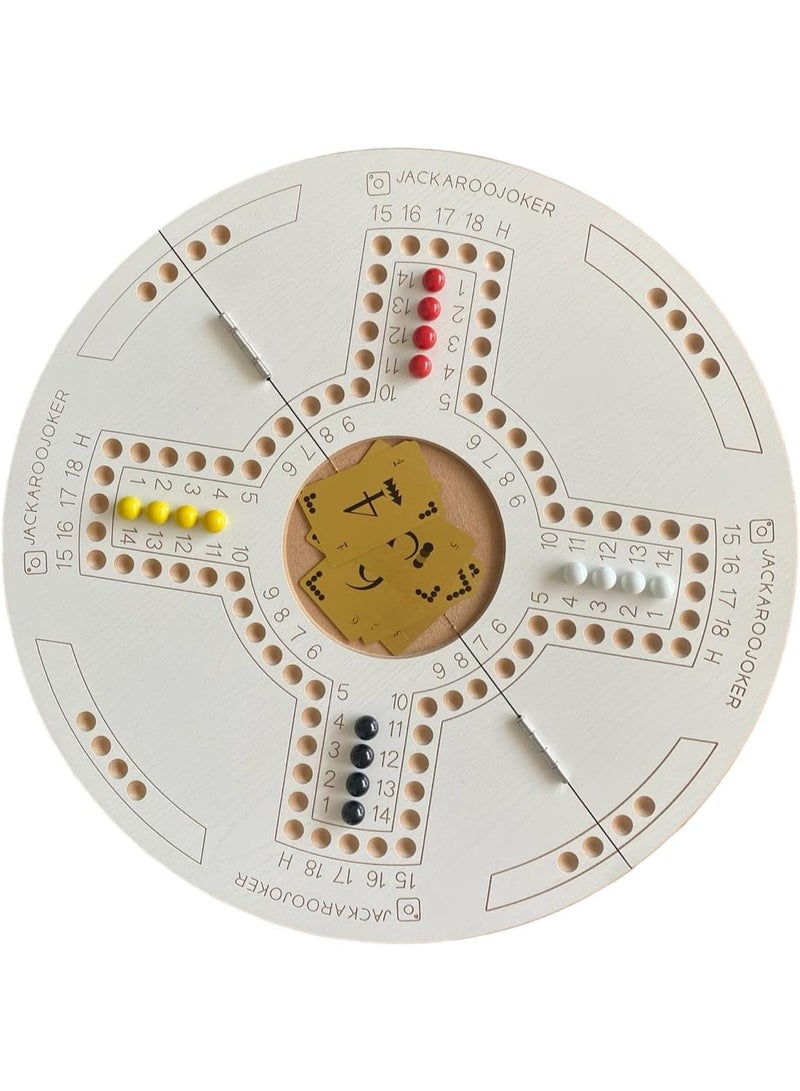 جاكارو جوكر لعبة جاكارoo جوكر الخشبية للعبة 4 أو 6 لاعبين مزدوجة الجوانب قابلة للطي مع حقيبة، تشمل 1 بطاقة بلاستيكية ذهبية وكرات زجاجية، حقيبة صغيرة للكرات وحقيبة لجكارoo - Image 4
