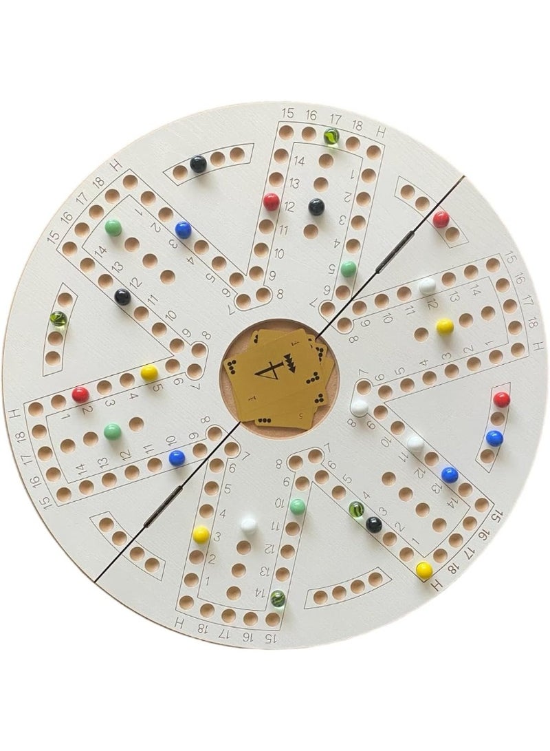 جاكارو جوكر لعبة جاكارoo جوكر الخشبية للعبة 4 أو 6 لاعبين مزدوجة الجوانب قابلة للطي مع حقيبة، تشمل 1 بطاقة بلاستيكية ذهبية وكرات زجاجية، حقيبة صغيرة للكرات وحقيبة لجكارoo - Image 3