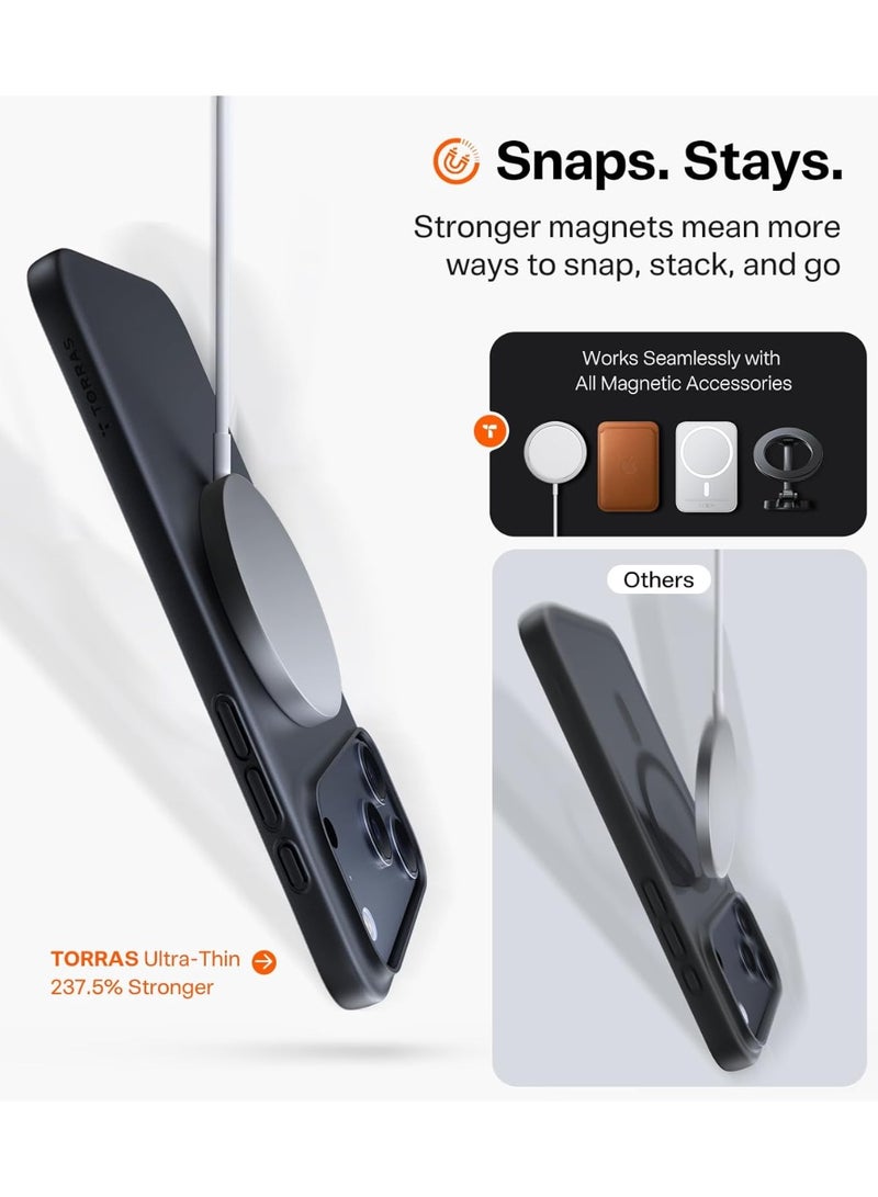 TORRAS SlimFit-Mag Series for iPhone 17 Pro (6.3", 2025) Case, Ultra-Thin, Compatible with MagSafe, Light Anti-Scratch Matte Hard PC Bayer Black - Image 5