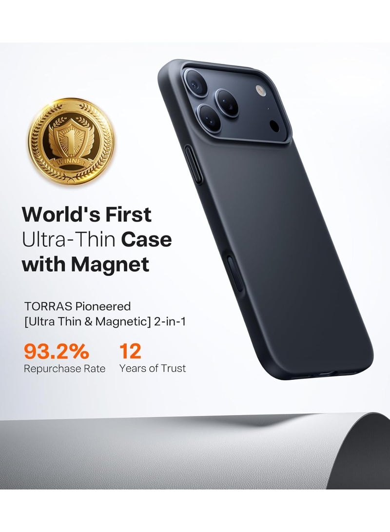 TORRAS SlimFit-Mag Series for iPhone 17 Pro (6.3", 2025) Case, Ultra-Thin, Compatible with MagSafe, Light Anti-Scratch Matte Hard PC Bayer Black - Image 3