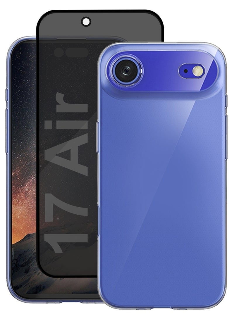 MARGOUN 2 Packs TPU Clear Case for iPhone 17 Air Slim Design, One Case One Privacy Screen Protector, Shockproof Protection, Scratch-Resistant Cover with Enhanced Grip, Wireless Charging Compatible Clear-4 - Image 1