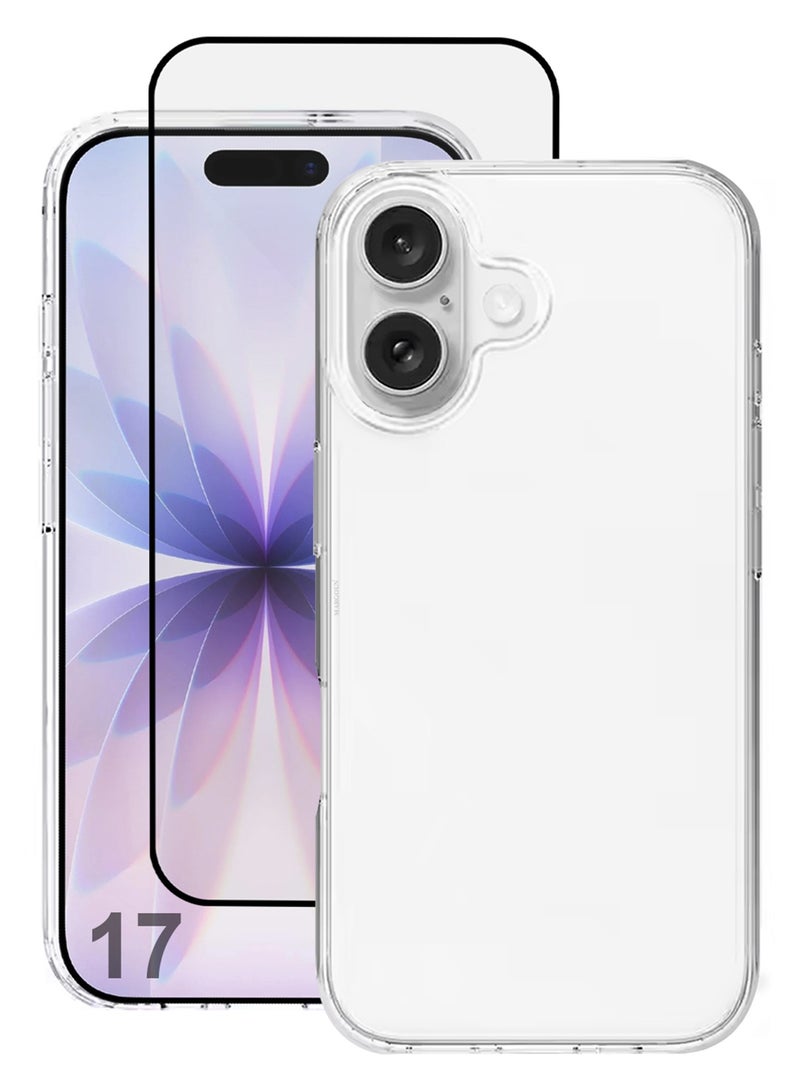 MARGOUN 2 Packs TPU Clear Case for iPhone 17 Slim Design, One Case One 3D Screen Protector, Shockproof Protection, Scratch-Resistant Cover with Enhanced Grip, Wireless Charging Compatible - Clear-2 - Image 1