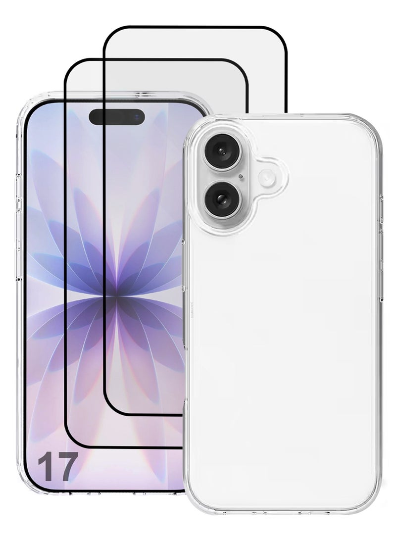 MARGOUN 3 Packs TPU Clear Case for iPhone 17 Slim Design, One Case Two 3D Screen Protectors, Shockproof Protection, Scratch-Resistant Cover with Enhanced Grip, Wireless Charging Compatible - Clear-3 - Image 2