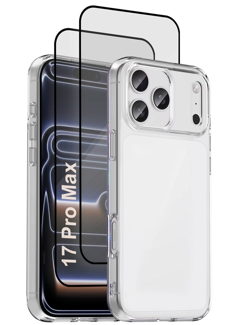 مارجون 3 عبوات غلاف TPU شفاف لجهاز iPhone 17 Pro Max بتصميم نحيف، غلاف واحد مع واقيين ثلاثي الأبعاد للشاشة، حماية ضد الصدمات، غلاف مقاوم للخدوش مع قبضة محسّنة، متوافق مع الشحن اللاسلكي - - Image 1