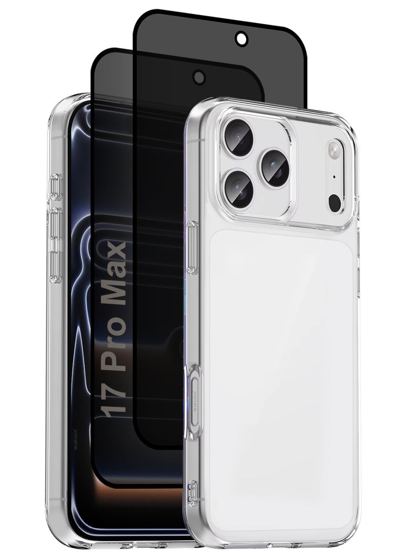 MARGOUN 3 Packs TPU Clear Case for iPhone 17 Pro Max Slim Design, One Case Two Privacy Screen Protectors, Shockproof Protection, Scratch-Resistant Cover with Enhanced Grip, Wireless Charging Compatible - Clear-5 - Image 1