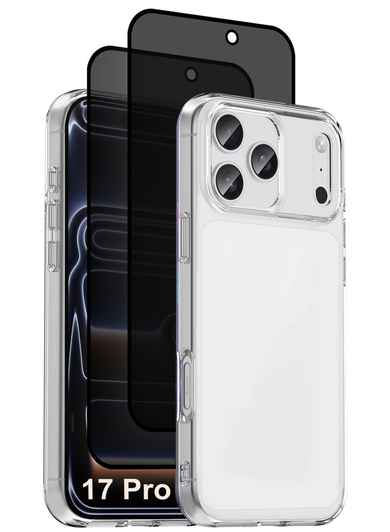 MARGOUN 3 Packs TPU Clear Case for iPhone 17 Pro Slim Design, One Case Two Privacy Screen Protectors, Shockproof Protection, Scratch-Resistant Cover with Enhanced Grip, Wireless Charging Compatible - Clear-5 - Image 1