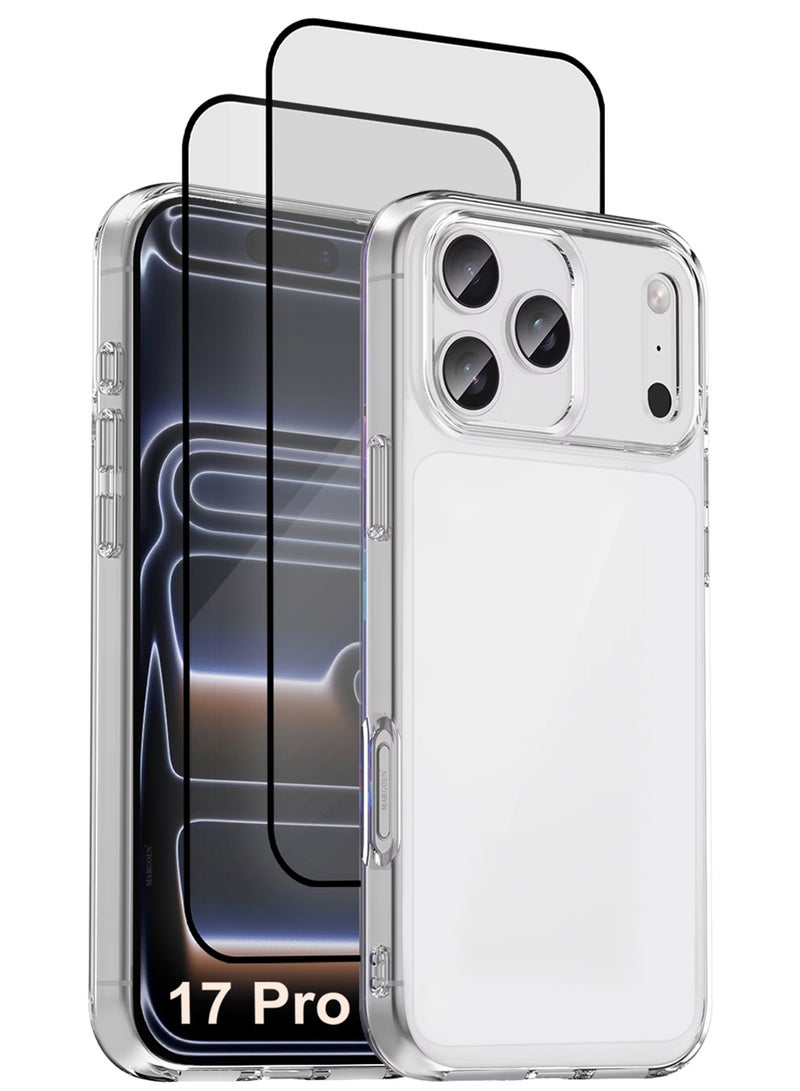 مارجون 3 Packs TPU Clear Case for iPhone 17 Pro Slim Design, One Case Two 3D Screen Protectors, Shockproof Protection, Scratch-Resistant Cover with Enhanced Grip, Wireless Charging Compatible - Clear-3 - Image 1