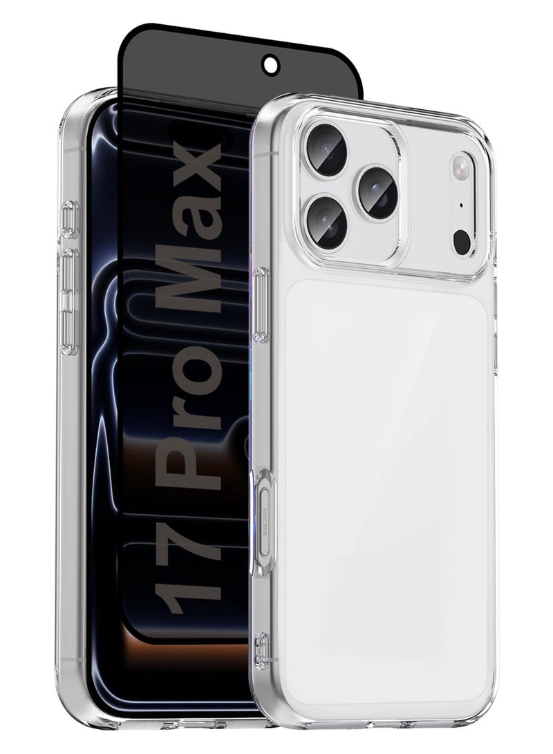 مارجون حالتين من TPU الشفافة لجهاز iPhone 17 Pro Max بتصميم نحيف، حالة واحدة وواقي شاشة خصوصية، حماية ضد الصدمات، غلاف مقاوم للخدوش مع قبضة محسّنة، متوافق مع الشحن اللاسلكي - - Image 1