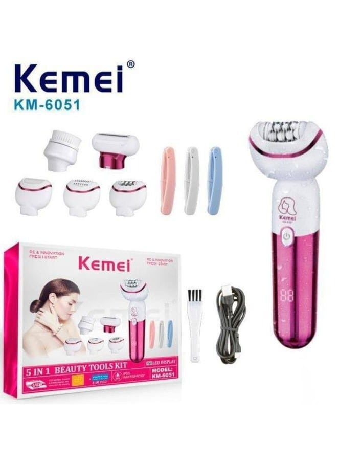 Kemei KM-6051 5-in-1 Rechargeable Electric Hair Remover - Image 1