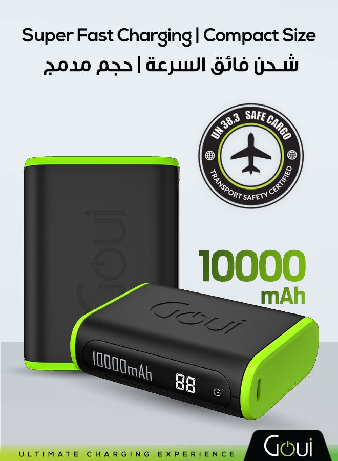 Goui BOLT 10000mAh Power Bank | 20W PD And QC 3.0 Super Fast Charging | Compact, Airline Safe And Travel Ready | Includes Type-C Cable - Black - Image 1