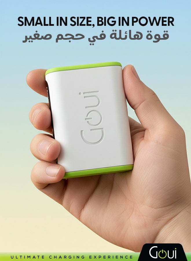 Goui BOLT 10000mAh Power Bank | 20W PD And QC 3.0 Super Fast Charging | Compact, Airline Safe And Travel Ready | Includes Type-C Cable - White - Image 3