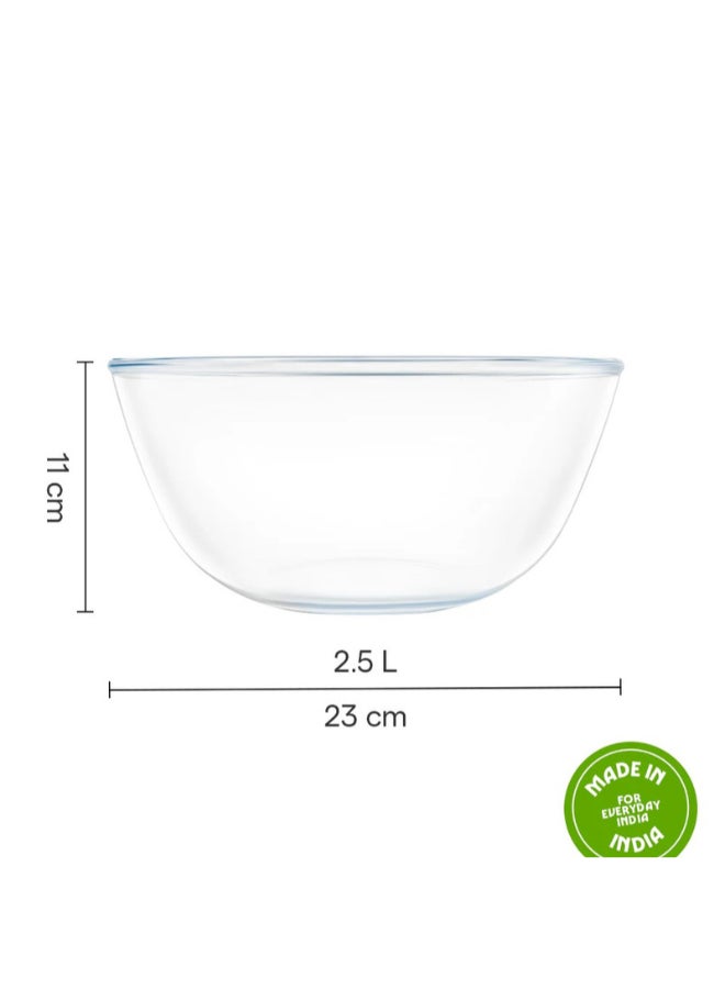 بوروسيل وعاء خلط وتقديم، 2.5 لتر | آمن للاستخدام في الفرن والميكروويف والفريزر | مقاوم للخدوش والبقع، خالي من المواد الكيميائية، شفاف كريستالي - Image 4